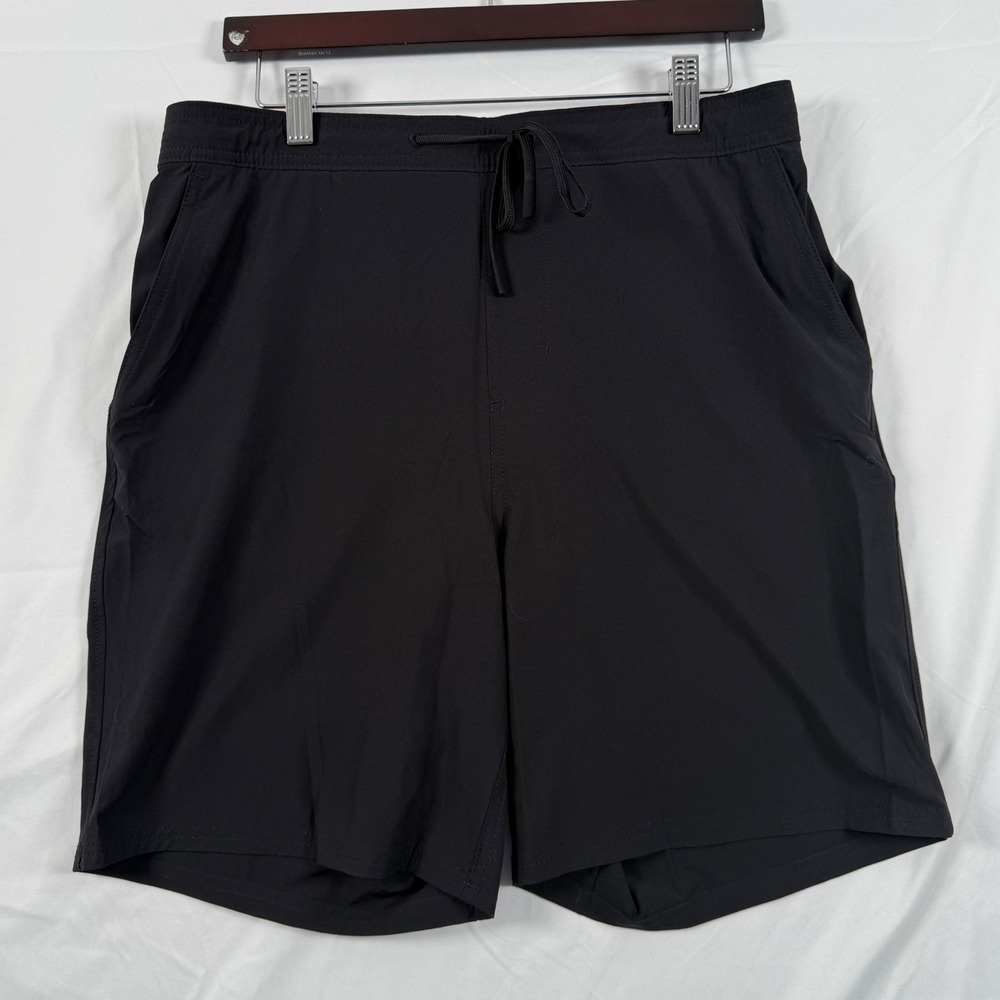 Kirkland Men M Swim Shorts Black Stretch Lined Quick Dry Zipper Pocket Beachwear